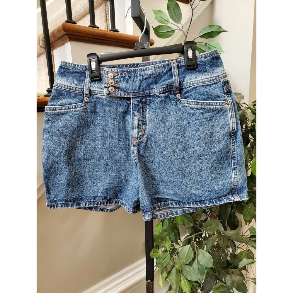 L.A. Blues Women's Blue Denim 100% Cotton Mid Rise Pull on Jeans Short Size 8